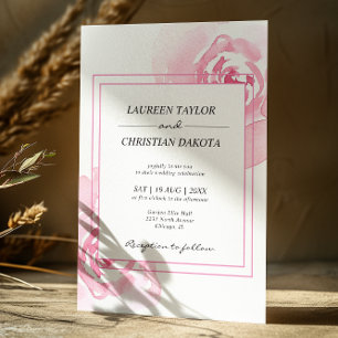 Pink Watercolor Roses  Wedding Invitation