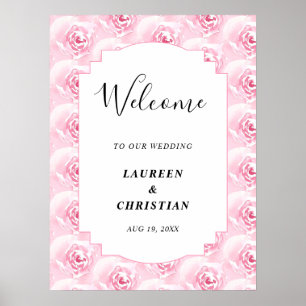 Pink Watercolor Roses Wedding Poster