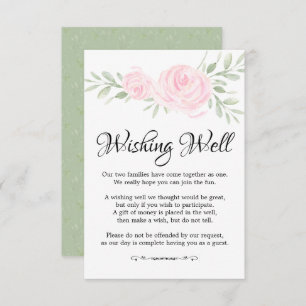 Pink Watercolor Roses Wedding Wishing Well Card