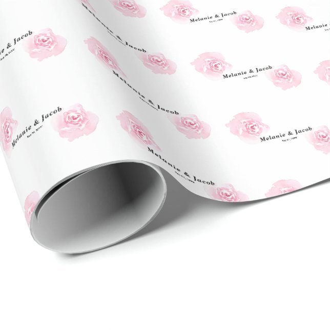 Pink Watercolor Roses  Wrapping Paper (Roll Corner)