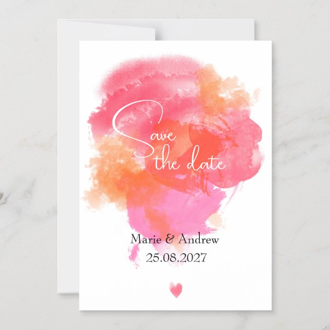 Pink watercolor Save the date  Magnetic Invitation (Front)