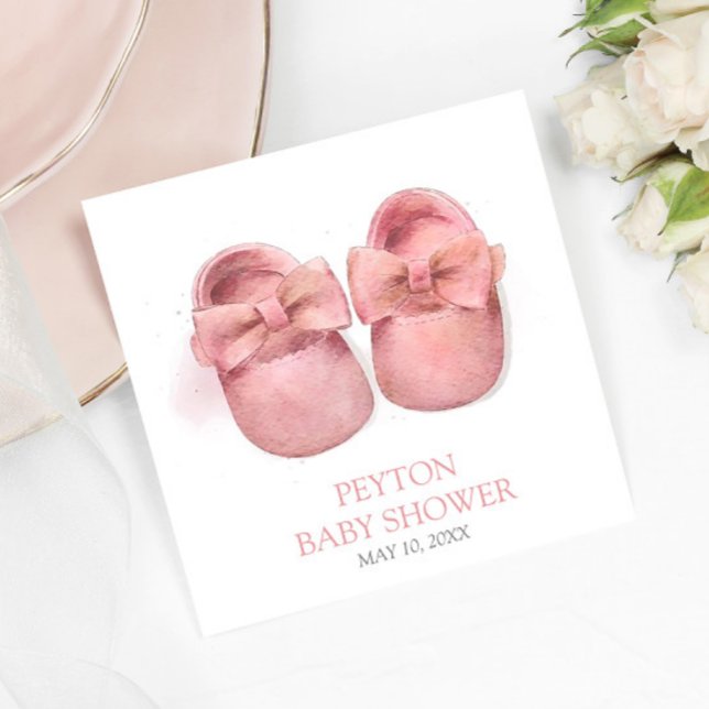 Pink Watercolor Shoes Baby Shower Napkin (Creator Uploaded)