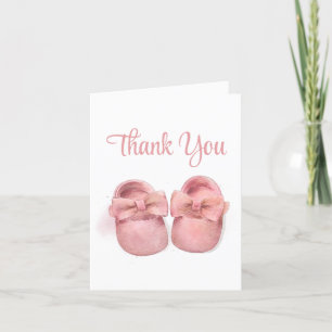 Pink Watercolor Shoes Baby Shower Thank You Card