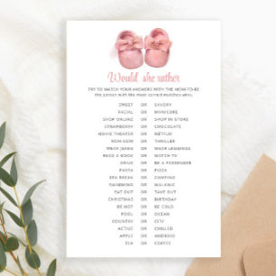 Pink Watercolor Shoes Baby Shower Would She Rather