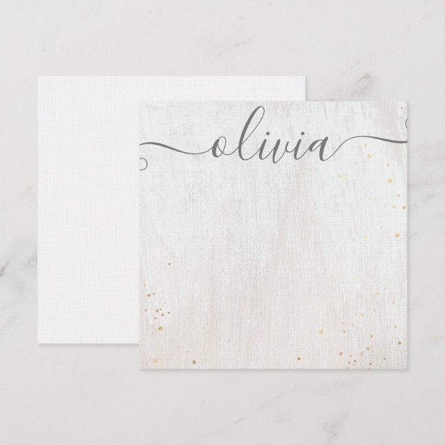 Pink Watercolor Signature Script Note Card (Front/Back)