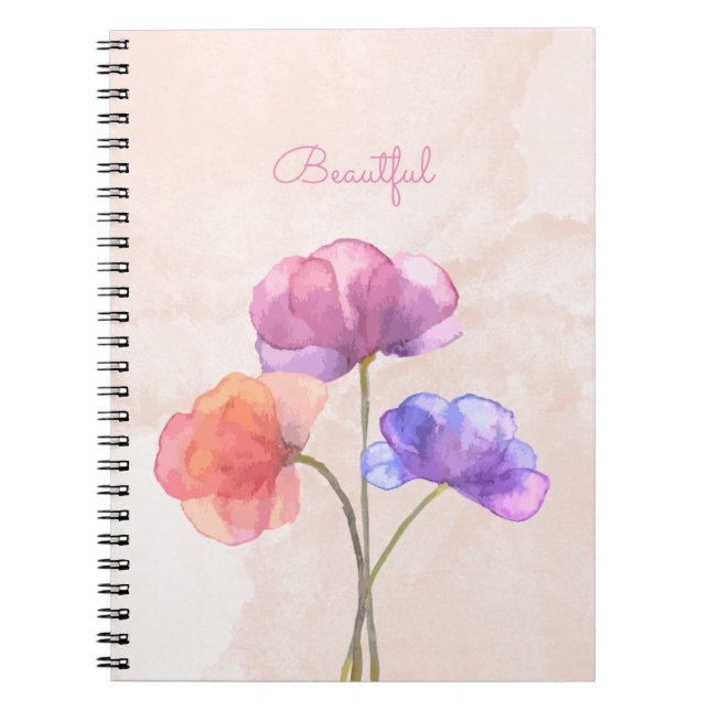 Pink Watercolor Spiral Photo Notebook (80 Pages B& (Front)