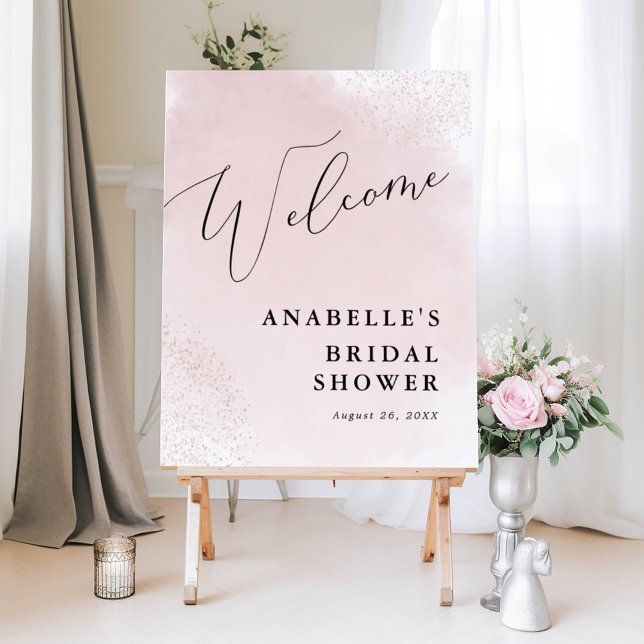 Pink Watercolor Splash, Minimalist Shower Welcome Poster (Creator Uploaded)