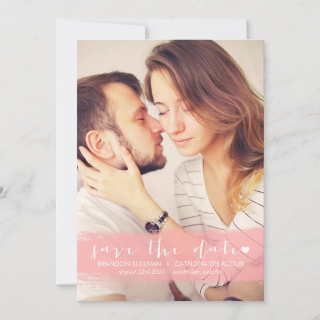 PINK WATERCOLOR SPLASH SAVE THE DATE ANNOUNCEMENT (Front)