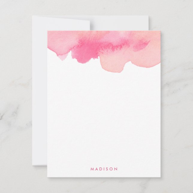 Pink Watercolor Splash Thank You Notes Invitation (Front)