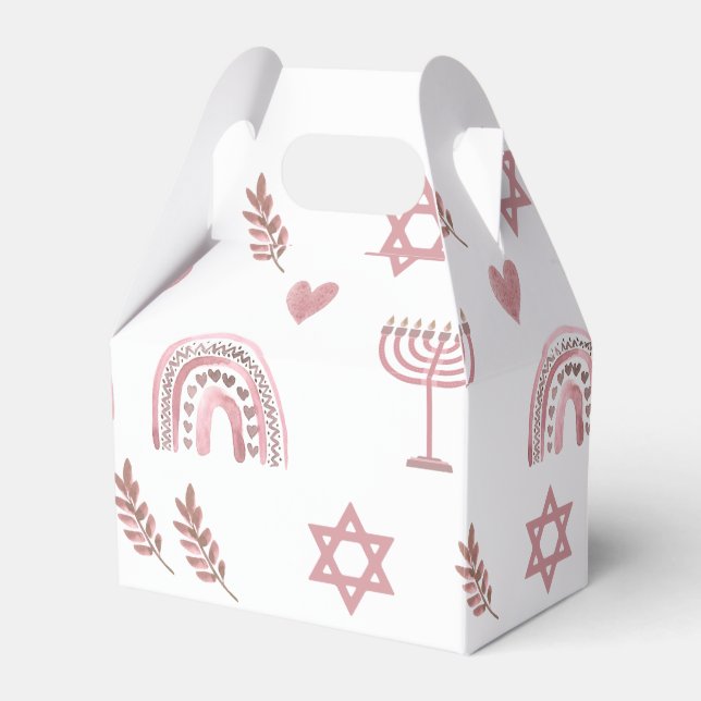 Pink Watercolor Star of David Hanukkah  Favour Box (Front Side)