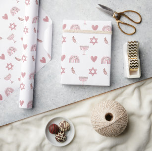 Pink Watercolor Star of David  Wrapping Paper