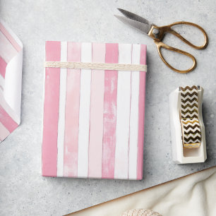 Pink Watercolor Stripe Wrapping Paper