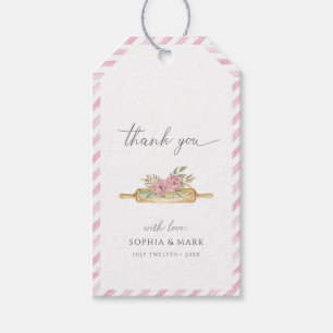 Pink Watercolor Striped Thank You Gift Tags