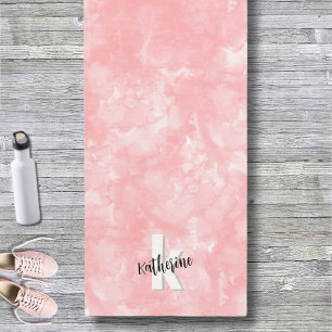 Pink Watercolor Stylish Modern Initial Yoga Mat