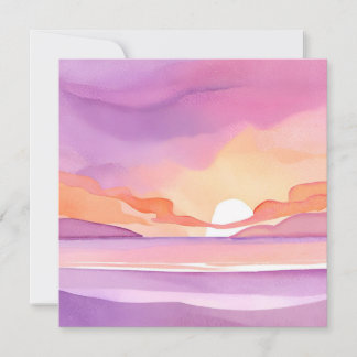 Pink Watercolor Sunset | Beautiful Ocean Sky Card