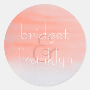 Pink Watercolor Swash Wedding Classic Round Sticker
