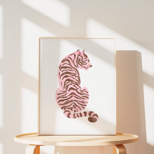 Pink Watercolor Tiger Art Poster