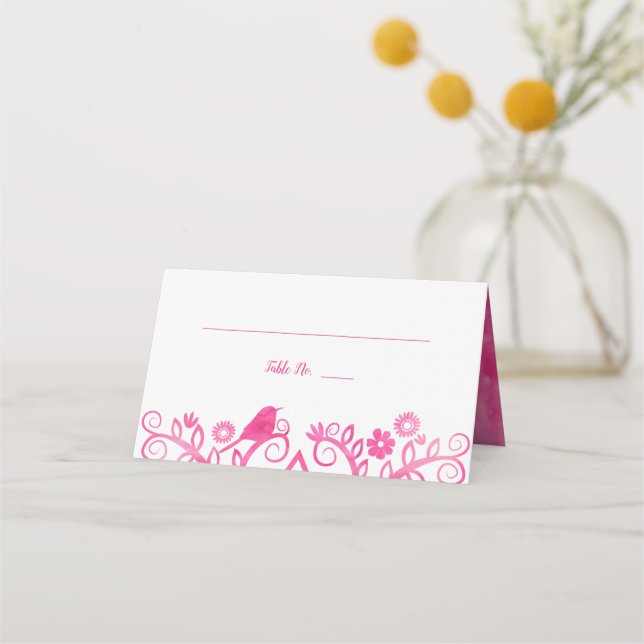 Pink Watercolor Tree of Life Folded Place Card (Front)