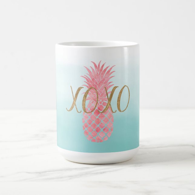 Pink Watercolor Tropical Pineapple Coffee Mug (Center)