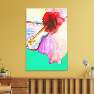 Pink watercolor tulips art canvas print