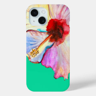 Pink watercolor tulips art iPhone 15 case