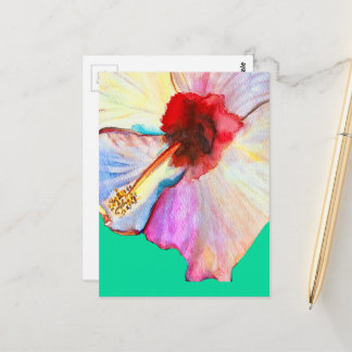 Pink watercolor tulips art postcard