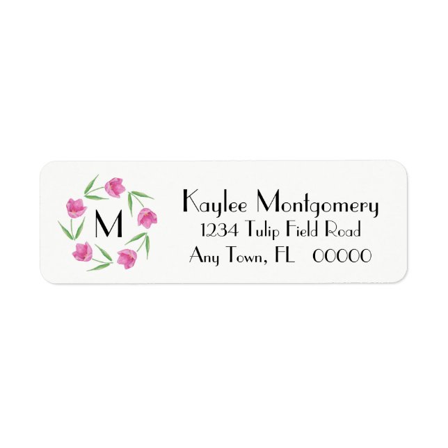Pink Watercolor Tulips Framing Initial (Front)