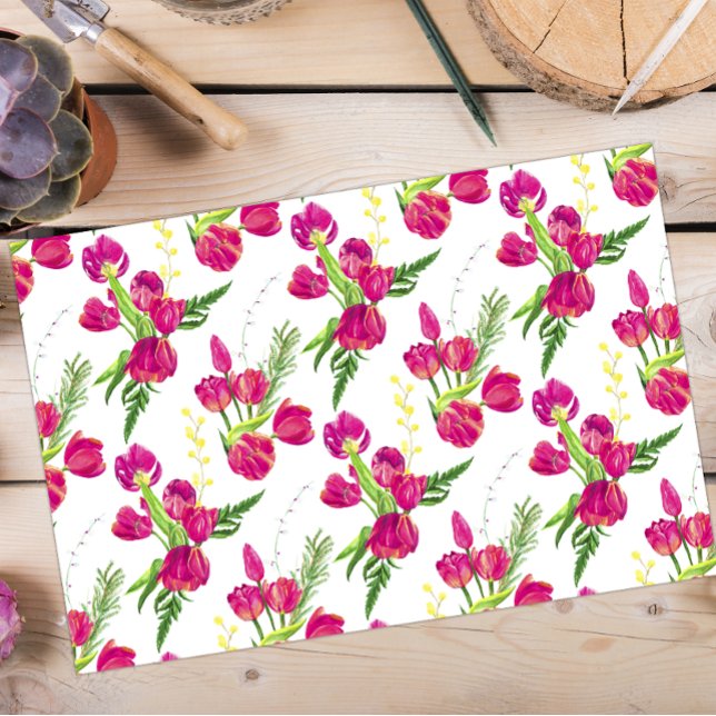 Pink Watercolor Tulips Tissue Paper (Creator Uploaded)