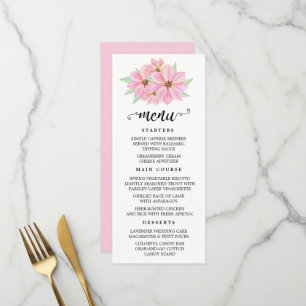 Pink Watercolor Tulips Wedding Menu