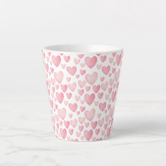 Pink Watercolor Valentine Hearts Latte Mug