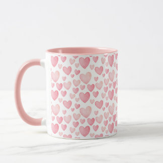 Pink Watercolor Valentine Hearts Pattern Mug
