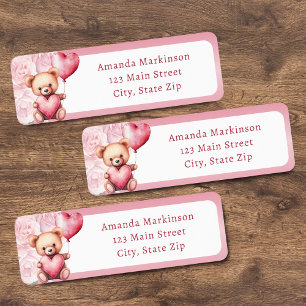 Pink Watercolor Valentine Teddy Bear Baby Shower