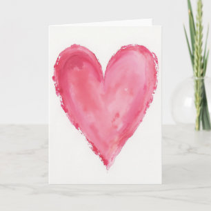 Pink Watercolor Valentines Heart Card
