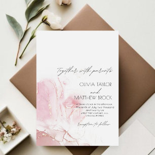 Pink Watercolor Wash   Elegant and Modern Wedding  Invitation
