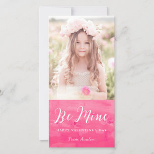 Pink Watercolor Wash Valentine's Day Photo Card