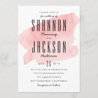 Pink Watercolor Wash Wedding Invitation