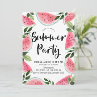 Pink Watercolor Watermelon Summer Party