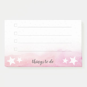 Pink Watercolor Wave Starfish Mermaid To Do List Post-it Notes