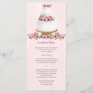 Pink Watercolor Wedding Cake Menu