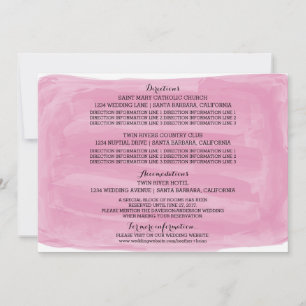 Pink Watercolor Wedding Information Card