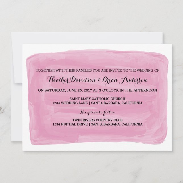 Pink Watercolor Wedding Invite (Front)