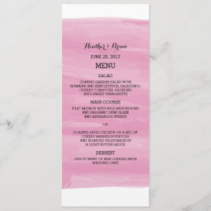 Pink Watercolor Wedding Menu