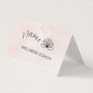 Pink Watercolor Wellness Coach Custom Business Car Business Card