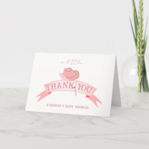 Pink Watercolor Western Cowgirl Hat Baby Shower  Thank You Card