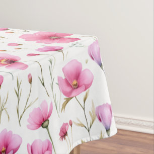 Pink Watercolor Wildflower Tablecloth