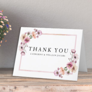 Pink Watercolor Wildflower Thank You Cards – Dusty