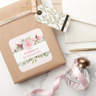 Pink Watercolor Will You Be My Flower Girl Sticker