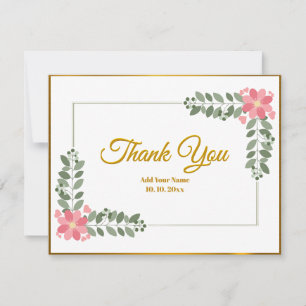 Pink Watercolor with Gold Foil Script Thank You Card