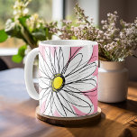 Pink Watercolor with Whimsical Daisy Custom Name Coffee Mug<br><div class="desc">A zen and whimsical,  hipster piece of art. You can add a name,  monogram or other custom text. If you need to move the art around,  click on the customise button to make changes.</div>