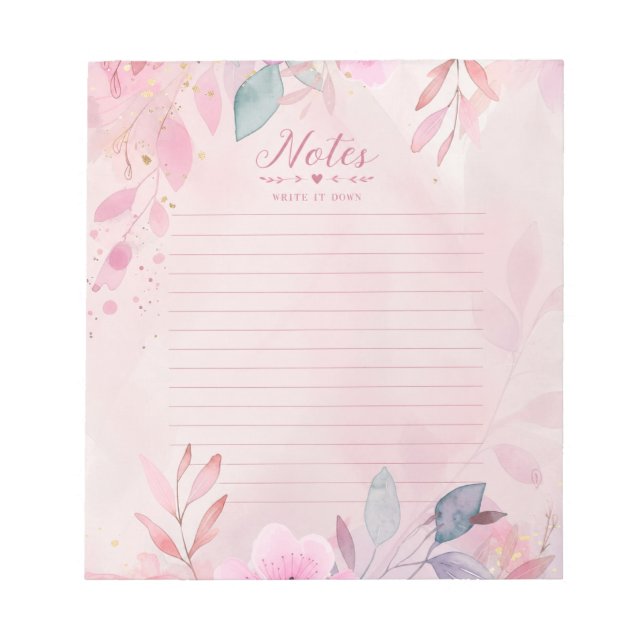 Pink Watercolor Writing Pad (Front)